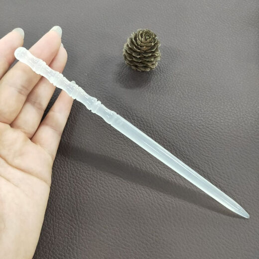 Lingchuan Xiuyu bamboo hairpin, classical style jade hairpin, purely handmade, transparent material
