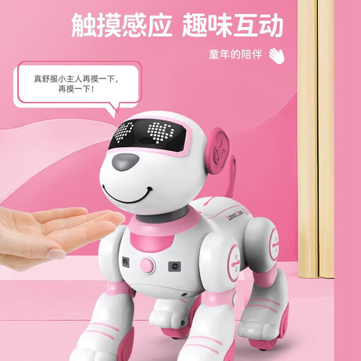 JJRIC 1 Junio ​​Regalo Voz de voz Controlada Robot inteligente Dog Children Toys Boys 3-6 años Niñas Educación temprana Robot Robot Electronic Dog Intelligent Education Educación temprana Robot Dog [Pink] 6.1 Día del Día del Niños Regalos Caminantes Electronic Dog