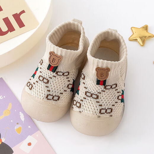 G.DUCKKIDS little yellow duck spring and autumn style baby toddler shoes British style soft socks anti-slip and prevent falling baby flying socks shoes 6 months 1 spring and autumn [Khaki]_A style 18 /19 (shoe length 11.5cm)
