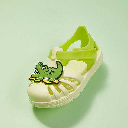 Carter Rabbit toddler shoes for boys, summer water play shoes, soft-soled girls' slippers, non-slip quick-drying beach shoes, cartoon hole shoes, lime, inner length 16cm, size 26 suitable for feet 15.5