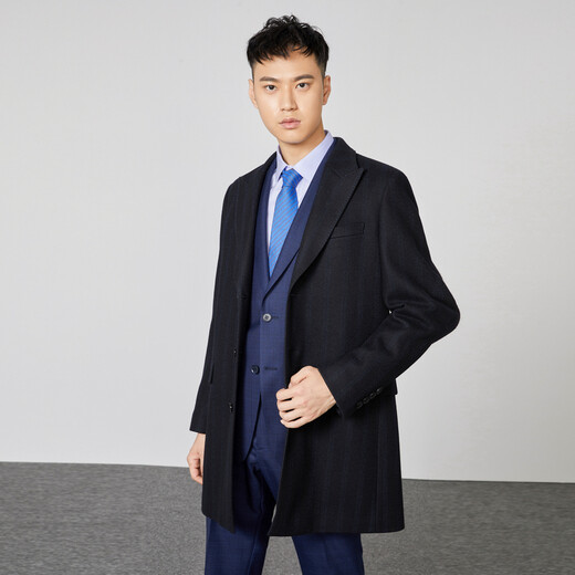 Youngor Men's Coat Men's Single Fila Single Fila Versión de ajuste delgada Capacino de negocios Combatado Compras Mall Style Navy Blue M 170/92a