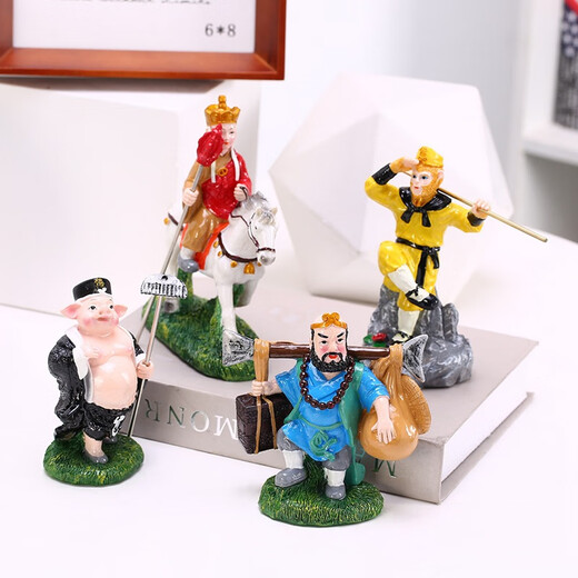 Sun Wukongs Figur Doll Monkey King Journey zu den West -Cartoon -Ornamenten Kinder Jungen Schüler Geschenke Home Accessoires [Reise zu den Westverzierungen] Vier Meister und Auszubildende a
