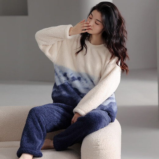 Langsha Pareja Vestida Pajamas hombres y mujeres en otoño e invierno Velvet de coral espesado ropa de hogar cálida para mujeres jóvenes estudiantes en el cuello redondo de invierno puede usar traje lazm9207 Mancial M tamaño 150-160cm/80-100Jin [Jin equivale a 0.5 kg]
