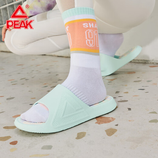 Peak (Peak) 2,0 Pantoffeln Herrenschuhe für Sommer tragen Sportschuhe Nicht-Schlupf-Strandschuhe für Frauen Paare dicke Sandalen E12138L Gouache Green (Frauenstil) 35