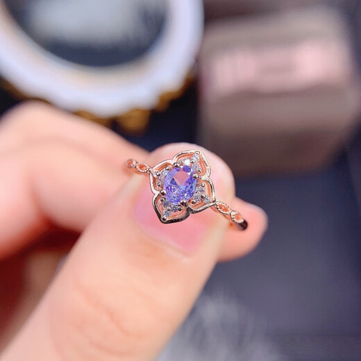 DR-FLVVS Fat Donglai quality tanzanite ring new natural full fire colored stone 4*5925 silver electroplated rose gold precision inlay