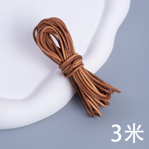 Sayanxi cowhide rope genuine cowhide lanyard round rope natural color diy handmade leather art material bracelet necklace bag belt jewelry accessories round head 2mm 3 meters