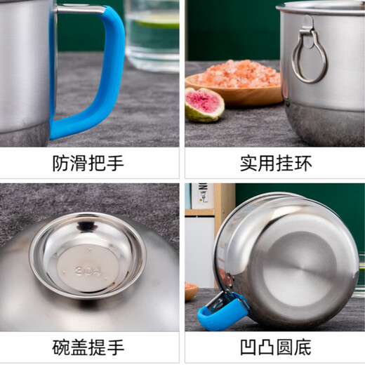 304 stainless steel instant noodle bowl with lid, lunch box for single student dormitory, canteen fast food cup, portable lunch bowl, stainless steel without grid