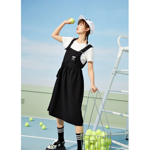 Zihan (ZIHAN) fashion suit short-sleeved round neck T-shirt suspender dress two-piece youth college black-1 M