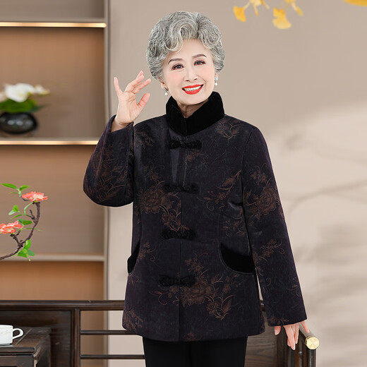 
Ziyan middle-aged and elderly cotton clothes for women in winter, cotton clothes for mothers, cotton jackets for elderly women, thick coats for grandmas, clothes for elderly people, L826 dark blue XL (recommended 80-100 Jin [Jin equals 0.5 kg])