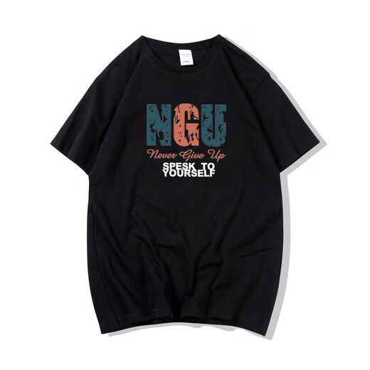 Gzat Hong Kong Brand Trendy T-shirt à manches courtes Hong Kong Kong Coton Coton à demi-manche T-shirt Summer Shirt Couple de couple T-shirt noir-687 XXL