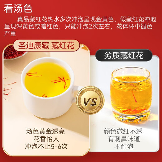 圣迪康藏 西藏藏红花精选特优西红花全长丝番红花茶3克礼盒装健康礼品 女性礼物