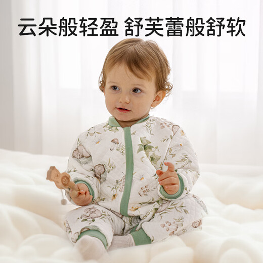 OUYUN baby sleeping bag, children's anti-kick quilt, cotton baby split-leg sleeping bag, child sleeping bag, anti-kick quilt, spring Polar White Bear L Recommended height 90-105cm