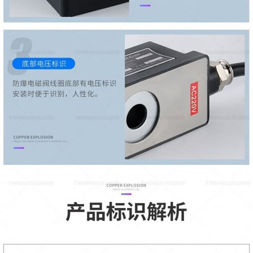定制适用电磁阀 线圈 电磁阀 AC220V DC24V 防水线圈 EX1421孔14m220V