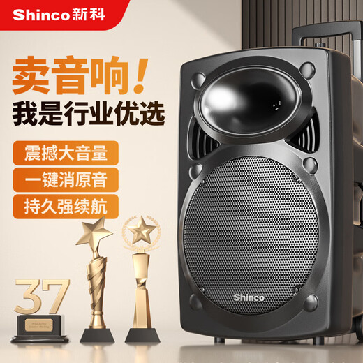 Xinke Z12 Square Dance Audio High Power Subwoofer Mobile Outdoor Karaoke Bluetooth Trolley Microphone Speaker Amplifier Wireless Microphone Stall Speaker 12-inch Dual Microphone