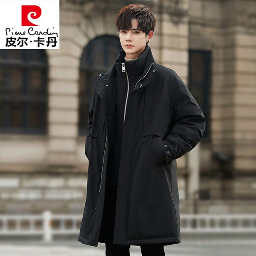 Pierre Cardin Windbreaker Down Jacke für Männer 24 neuer Winter verdickter warmes Geschäft Casual Parka Mantel mit mittlerer Jacke schwarz 2xl