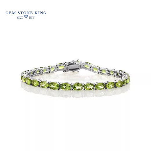 GEM STONE KING Bracelet Women's 925 Silver 12 Carat Green Peridot Bracelet Colorful Treasure 925 Silver Birthday Gift for Girlfriend 520 Gift