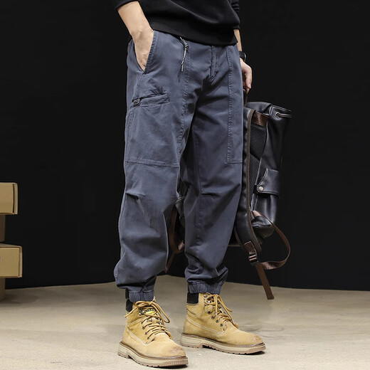JEEP SPIRIT overalls men's autumn and winter new loose harem men's casual pants men's elastic leg thickened trousers 22116 Gray L