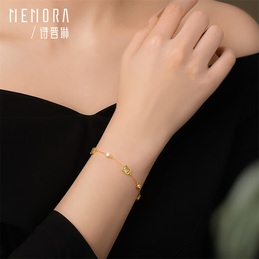 Shipulin 18K gold bracelet Topaz crystal bracelet K gold color gold bracelet Chinese Valentine's Day gift for girlfriend 18K gold about 0.81~0.84g