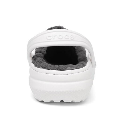 crocs Crocs Children's Cotton Slippers for Men and Girls, Winter Warm Fleece Hole Shoes 207010_10M White 36 -37 Inner Length About 225mm