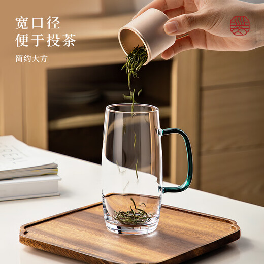 Niye glass green tea cup high borosilicate hot water resistant cup men's office single monkey Kui special drinking utensil with handle