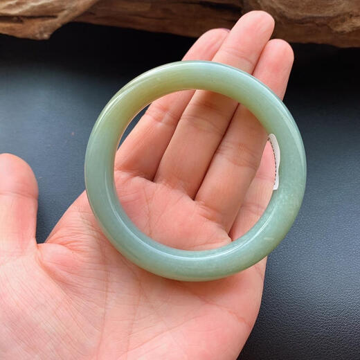 Moyun style Xinjiang Qiemo natural Hetian jade bracelet Molandi color blue and white jade large circle bracelet No. 9276 circle mouth 59