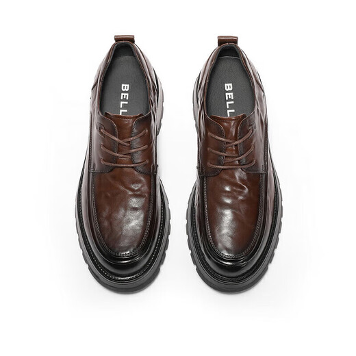 [90% new] Belle pleated business leather shoes for men 24 spring new cowhide thick-soled formal shoes A1422AM4 black-single 42