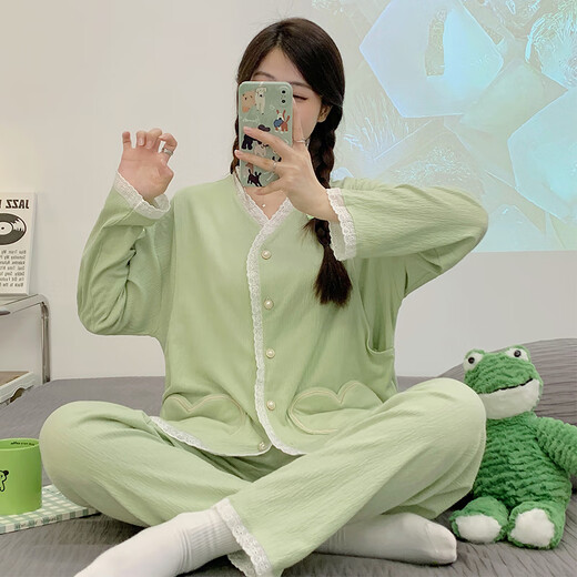 乔雨萌月子服冬季棉产后哺乳大码孕妇睡衣女春秋款怀孕期两件夏天套装 月子v6628棉开衫兔子套装 3XL  建议160-180斤穿