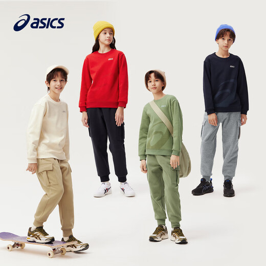 ASICS children's clothing autumn sports velvet warm sweatshirt soft, stylish and versatile 2024 autumn and winter new style 334241213080