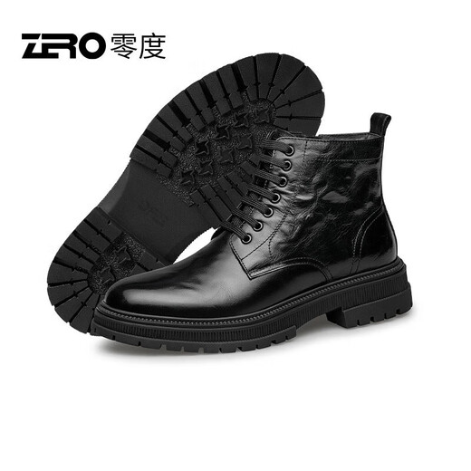 Botas de Martin Zero en invierno Nuevo Lace-up negro más Velvet Botas de cuero cálido Botas gruesas Suelas al aire libre Negro 40 40