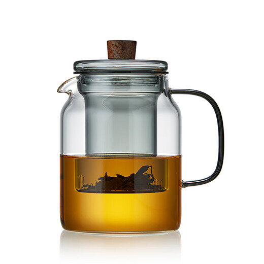 Mesni Teapot Glass Teapot Set Tea Maker Kung Fu Short Cup Dark Color Thickened Glass Flower Teapot