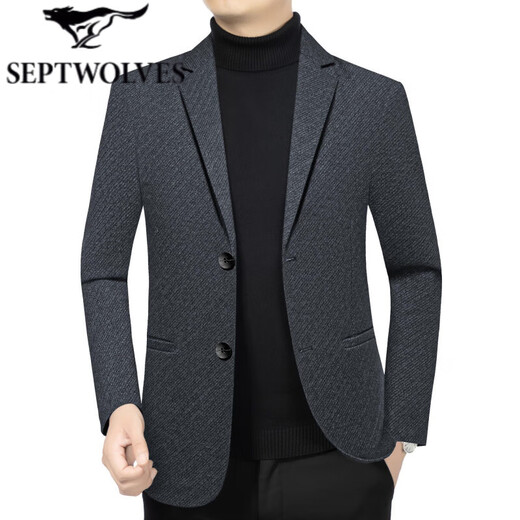 Septwolves Jacket Expert 2025 New Men's Casual Suit Jacket Men's Autumn and Winter Middle-aged Casual Uniform Dad Suit Top Thin Section Light Gray D96099 XL 180 Size Suitable for 130-155 Jin Jin is equal to 0.5 kg