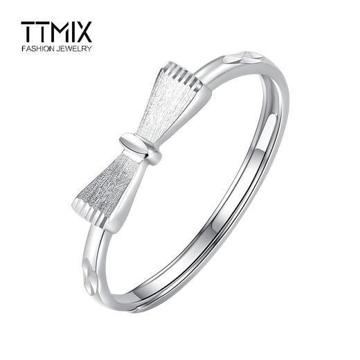 TTMIX platinum bow ring for women PT950 plain ring adjustable platinum wedding ring for girlfriend 1.7-1.9g