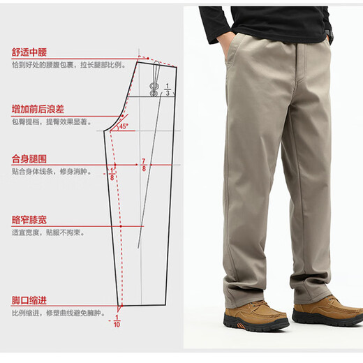 JEEP SPIRIT Jeep casual pants for men summer thin pure cotton work pants for men loose straight pants for large size middle-aged and elderly men's pants NHHS-9901 black plus velvet + light gray plus velvet XL (170-190Jin[Jin equals 0.5 kg])