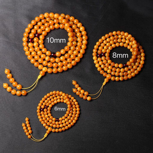 MHFDO old phoenix quality beeswax bracelet 108 selected old Myanmar multi-circle Buddha beads raw mineral amber old beeswax 108 beads diameter 8MM