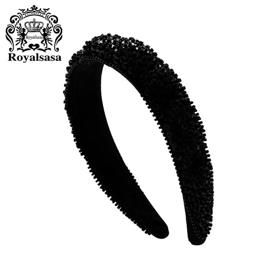 Royal sasa royal salsa heavy industry beaded sequin headband fashion versatile outdoor departure card French lady temperament headband black BL