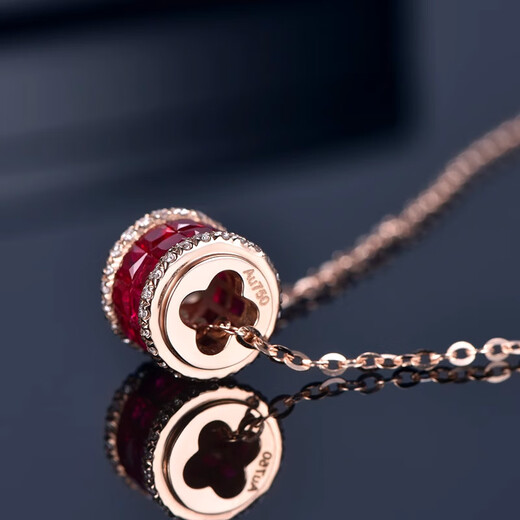 Millais Jewelry 1.16 carat Passepartout transfer bead necklace natural pigeon blood red ruby 18K rose gold gift with chain