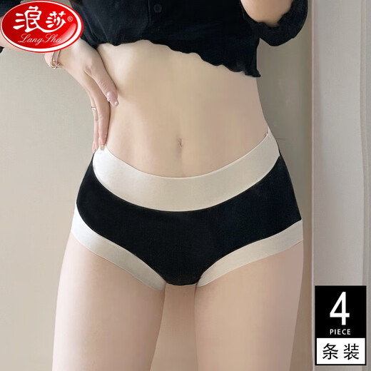 LangSha mid-high waist underwear women's modal cotton crotch 4 pieces breathable large size thin section tummy control triangle tummy control pants