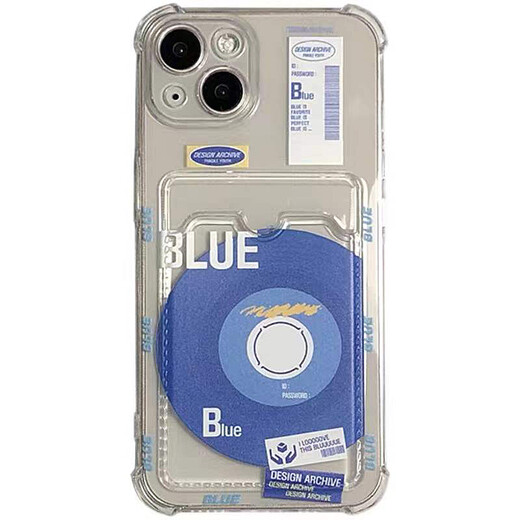 
Yunning Suitable for Apple 15 mobile phone case iPhone 15 protective case transparent card bag full package anti-fall soft silicone simple couple model iPhone 15 Pro [Blue card bag]