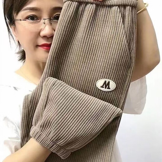 
Han Qiumeng plus velvet without velvet Chenille pants for women in autumn and winter harem pants loose and slim Martin pants high waist strip fleece trousers 9922# Yao Black [added velvet] Thickened S Recommended 90Jin [Jin equals 0.5 kg]