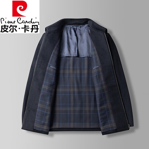 Pier Cardin cashmere wool jacket with autumn and winter short daddy's thin woolen jacket men's coat Black L 175/92A
