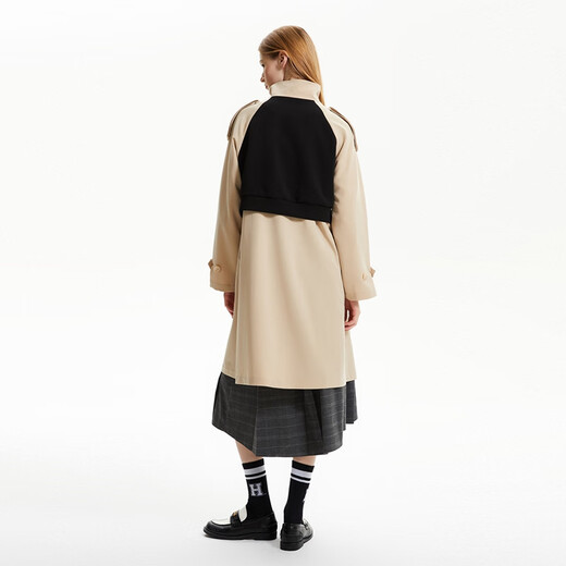 Gabardina de veromoda 2023 nuevo y cómodo empalme con tubo recto chaqueta de manga larga para mujeres livianas khaki-c13 160/80a/s
