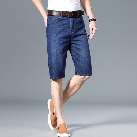 Pantalones cortos de mezclilla de mezclilla de mezclilla de yalu para hombres calzadas de moda de tierras de moda pantalones de verano nuevos pantalones para hombres 9850 azul 31 (circunferencia de dos pies cuatro cinturas)