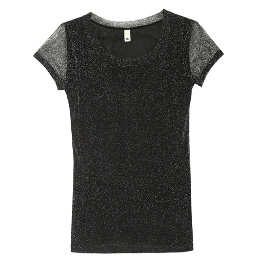 Pierre Cardin modisches Mesh Spitze Hemd runden Hals Heiße Gold kurzärmelige Basishemd auf 2025 Sommer Neues T-Shirt kleiner Hemd Trend 983# Runde/Kragen-Rose Red M.