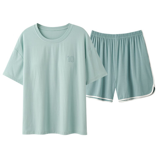 莫代尔睡衣女莫代尔冰丝夏季短袖女士带胸垫夏天凉感家居服女套装可外穿 09M15807 M 女款