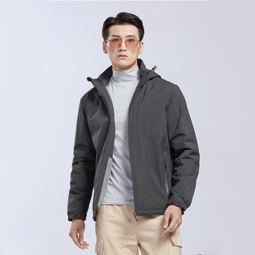 啄木鸟（TUCANO）加绒一体冲锋衣女男单层户外秋冬登山服外套夹克外套保暖软壳风衣 9930A深灰-男【纯色】 2XL