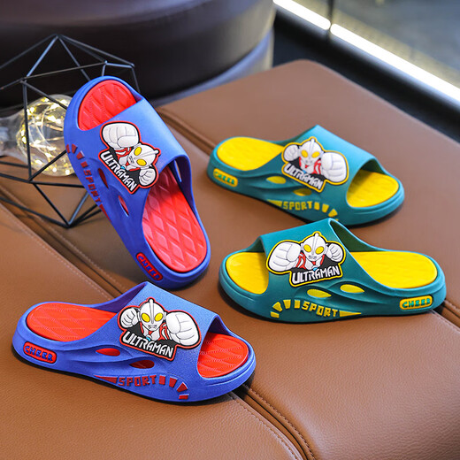 CHACEPOT Ultraman Ultraman Children's Sandals for Parents and Children New Summer Cartoon Soft Non-Slip Home Bath Bathroom Warehouse 6 Austrian 1680 Black Size 36-37 Inner Length 23cm Regular Size