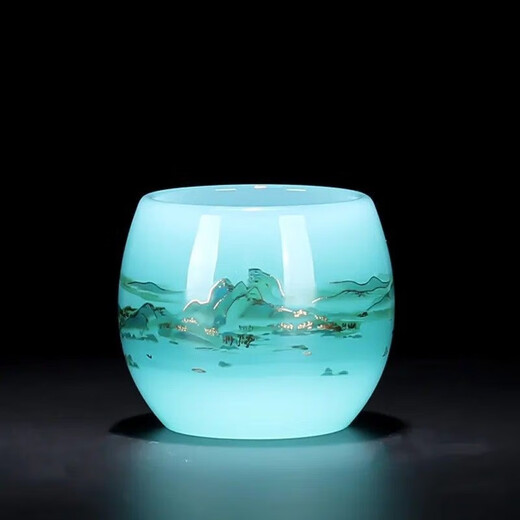 Jingdezhen high-end Qianli Jiangshan light luxury white jade glazed tea set Chinese-style household jade porcelain high-end simple glass tea cup Qianli Jiangshan master cup-white jade