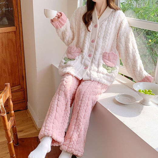 Simple direction pregnant women's warm clothes thickened and plus velvet 200 Jin [Jin equals 0.5 kg] can be worn in autumn and winter fat mm large size pregnant women's pajamas for women in winter plus plus velvet -my 9913 (Yugui Rabbit) L (100-120.6