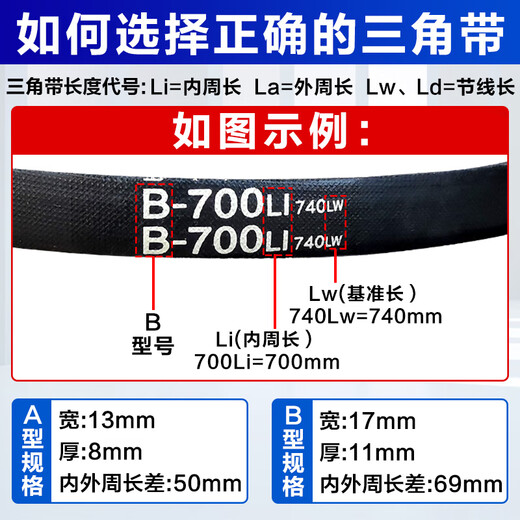 以琛定制磨光机皮带三角带平板夯机传动皮带A型B型机械皮带马路切割机 A686三角带一条装