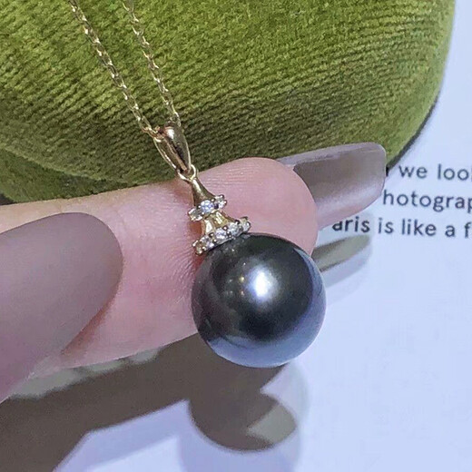 Jingruo Jennifer Jewelry 10-11mm perfect round Tahitian seawater black pearl pendant 925 silver temperament personality necklace
